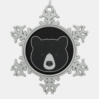 Ornement Flocon De Neige Visage d'ours noir
