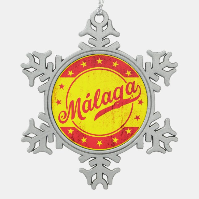 Ornement Flocon De Neige Voyageur mondial - Malaga, Espagne (Devant)