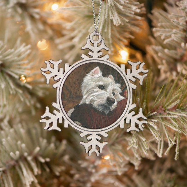Ornement Flocon De Neige Westie sur canapé (Arbre)
