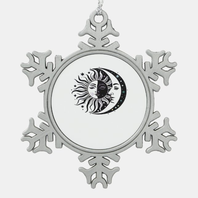 Ornement Flocon De Neige Whimsigoth Aquarelle Sun Moon Witchy Classic (Devant)
