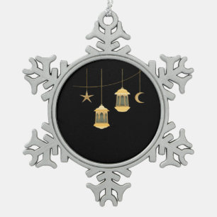 Ornement Flocon De Neige Whimsigoth Lantern Pleine lune nuit Ciel classique