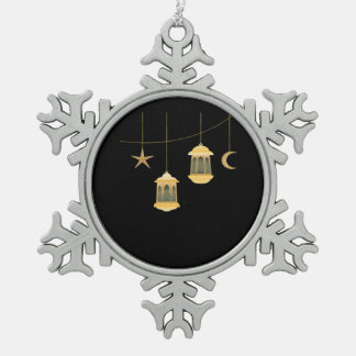 Ornement Flocon De Neige Whimsigoth Lantern Pleine lune nuit Ciel classique