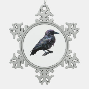 Ornement Flocon De Neige Whimsigoth Moody Floral Grungy Corvus, Corbeau, Co
