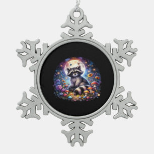 Ornement Flocon De Neige Whimsigoth Raccoon Par Lune, Ventilateur Coloré