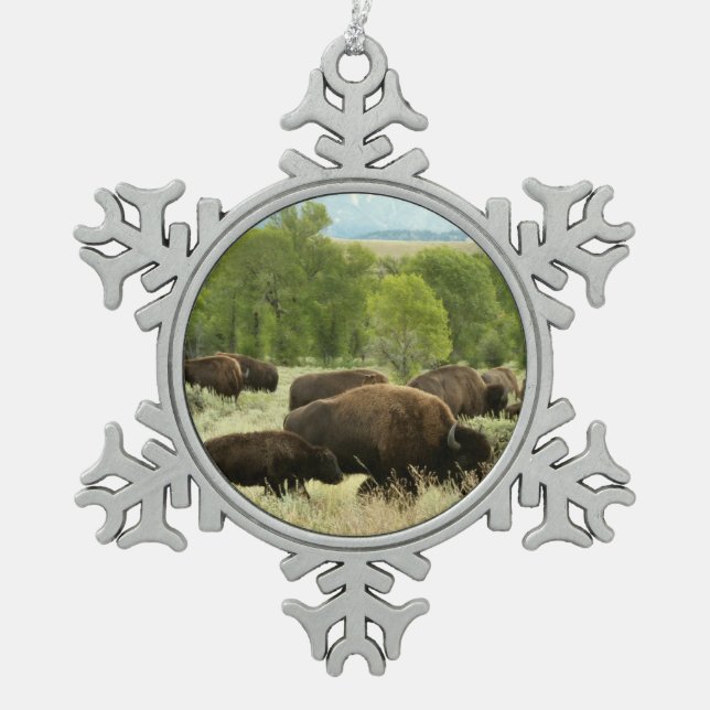 Ornement Flocon De Neige Wyoming Bison Nature Animal Photographie (Devant)