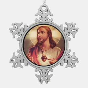 Ornement Flocon De Neige Yeux Sauveurs Élevés Vers Le Ciel