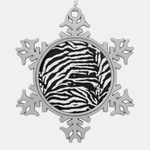 Ornement Flocon De Neige Zebra Camouflage Motif artistique noir et blanc