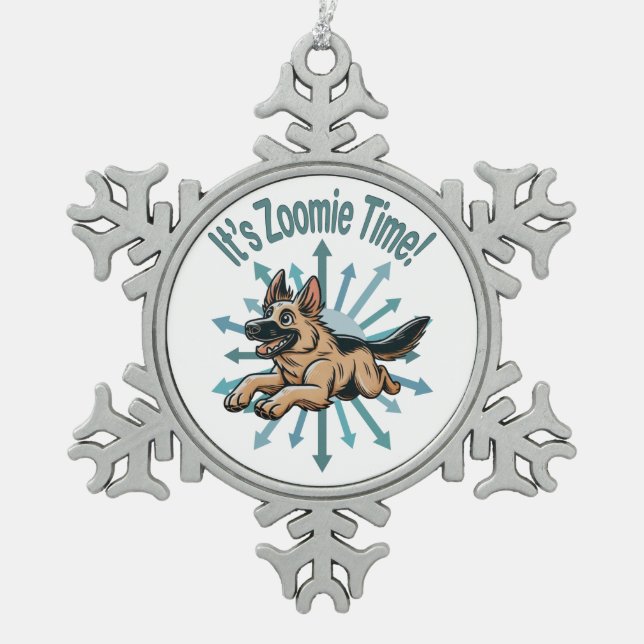 Ornement Flocon De Neige Zoomie Time German Shepherd (Devant)