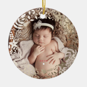 Ornement floral de fête de Noël personnalisé par