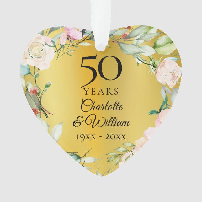 Ornement floral photo doré pour les 50 ans de mari (devant)