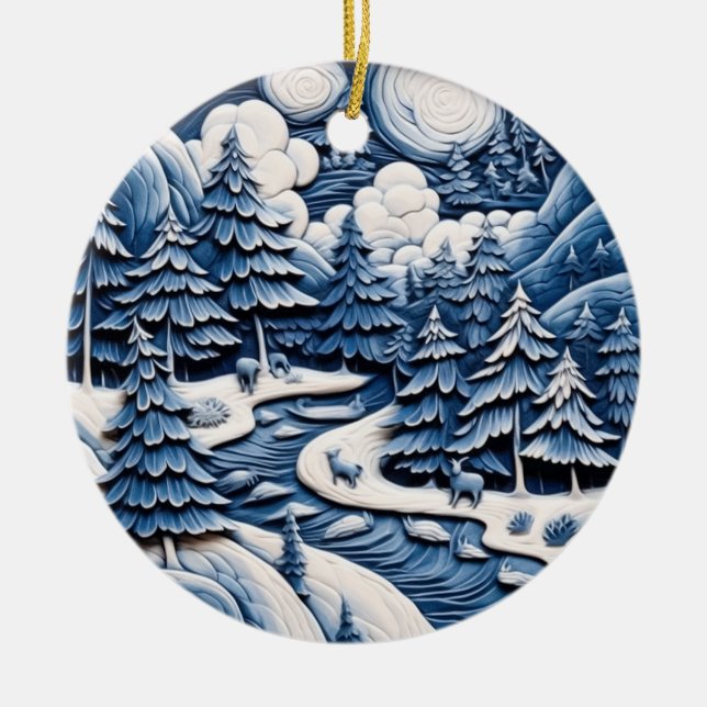 Ornement forestier d'hiver enchanté (Devant)