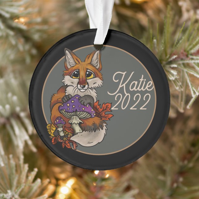 Ornement Fox personnalisé avec tabourets d'automne (Arbre)