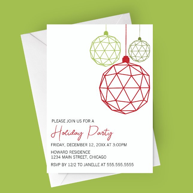 Ornement géométrique moderne Fête Invitation (Modern Geometric Ornament Holiday Party Invitation | Christmas Party Invitation)