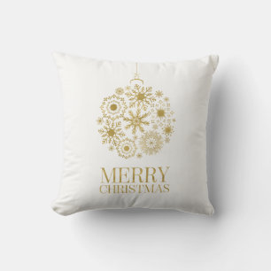 Ornement Gold Snowflake Joyeux Coussin de Noël