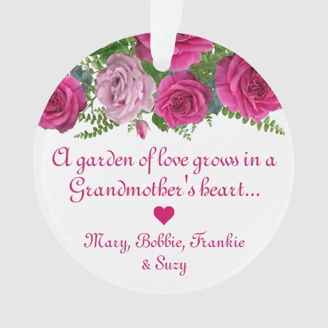 Ornement grand-mère Rose élégant de petits-enfants (devant)