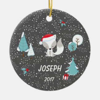 Ornement gris de brins d'hiver d'arbres de Fox de