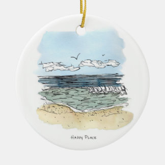 Ornement heureux de cercle d'endroit de plage