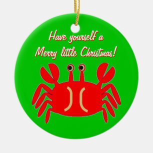 Ornement heureux de salutation de Noël de crabe