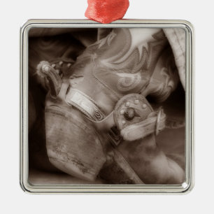 Ornement intemporel de Noël de botte de cowboy