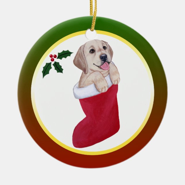 Ornement jaune de Labrador de Noël (Devant)