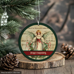 Ornement Joyeux Noël Ange Rétro Cadeau de Fêtes
