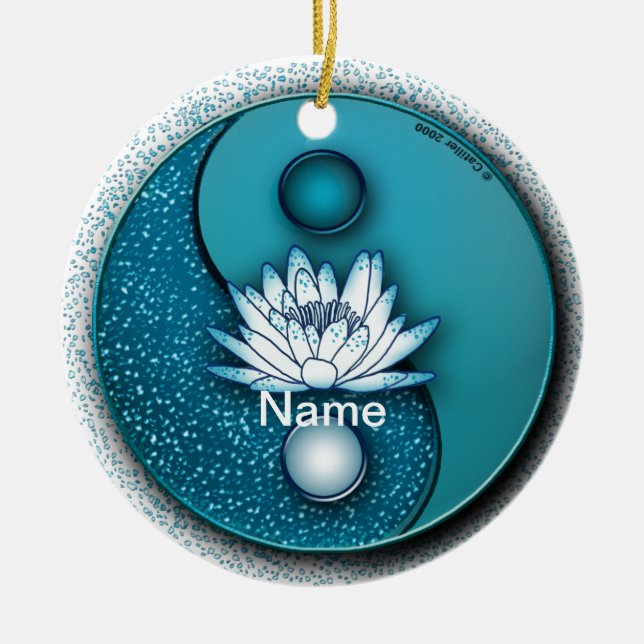 Ornement Lotus Yin Yang Bleu (Devant)