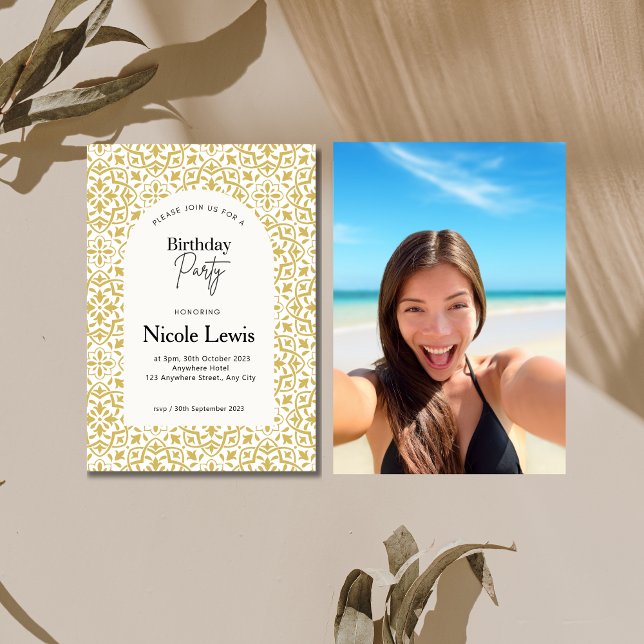Ornement Mandala & motif arabe Invitation Photo (Créateur téléchargé)