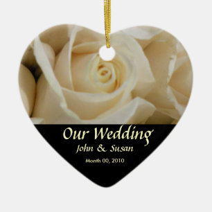 Ornement Mariage Coeur Rose ivoire