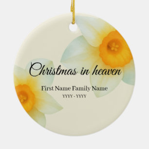 Ornement mémorial de Noël au ciel jonquille