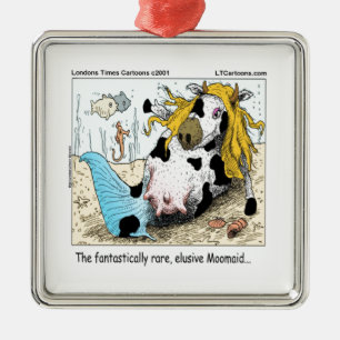 Ornement Métallique 1/2 Vache 1/2 Sirène Moomaid Drôle