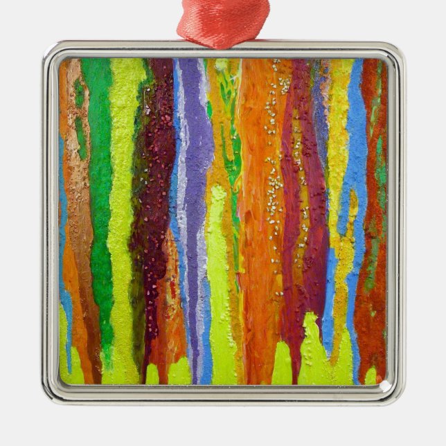 Ornement Métallique Abstract art rainbow stripes paint drip (Devant)