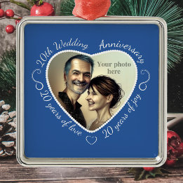 Ornement Métallique Add Your Photo 20 Years of Marriage