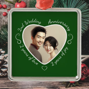 Ornement Métallique Ajoutez votre photo Deuxième anniversaire