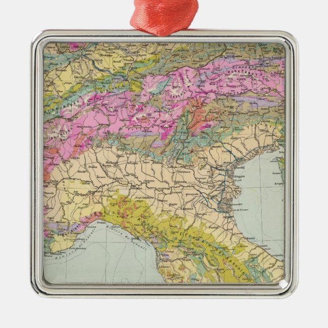 Ornement Métallique Alpenlander - Carte Atlas des Alpes (Devant)