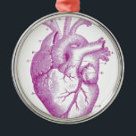 Ornement Métallique Anatomie vintage pourpre de coeur<br><div class="desc">Anatomie vintage pourpre de coeur</div>