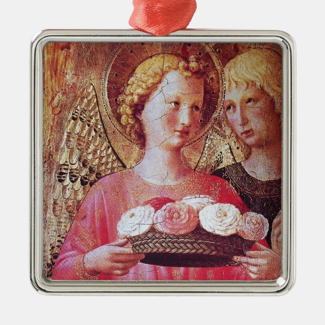 ORNEMENT MÉTALLIQUE ANGEL AVEC ROSES (Devant)