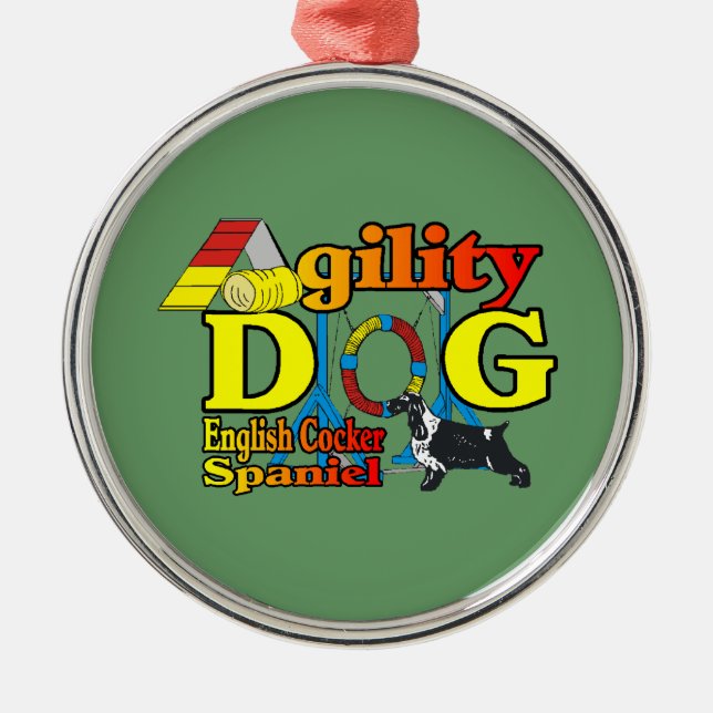 Ornement Métallique Anglais Cocker Spaniel Agilité (Devant)