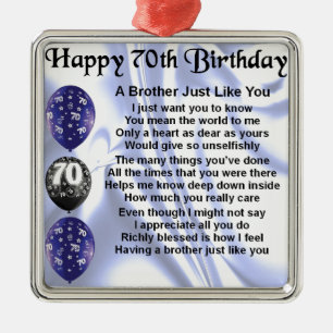 Ornement Métallique Anniversaire de poème de frère soixante-dixième