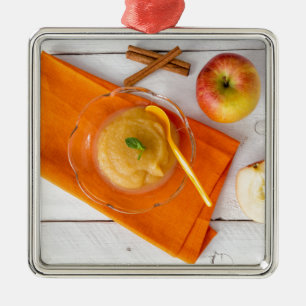 Ornement Métallique Applesauce à la cannelle et cuillère orange