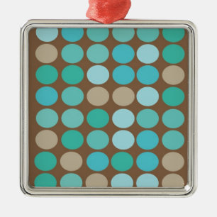 Ornement Métallique Aqua Blue Teal & Brown Dots Pattern