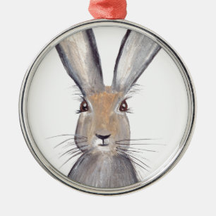 Ornement Métallique Aquarelle de lapin lièvre