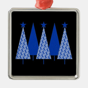Ornement Métallique Arbres de Noël - cancer du colon de ruban bleu