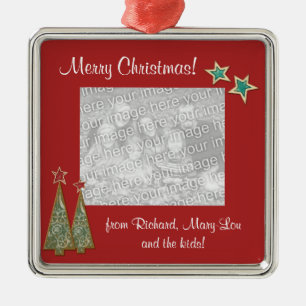 Ornement Métallique Arbres de Noël et photo d'Étoile-Famille