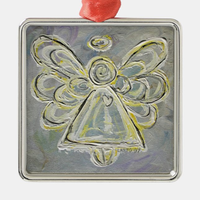 Ornement Métallique Argent et blanc Angel clair (Devant)