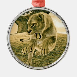 Ornement Métallique Art dramatique de la lionne safari faune