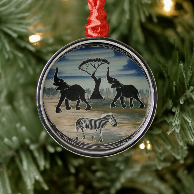 Ornement Métallique Art Eléphant Africain (Arbre)