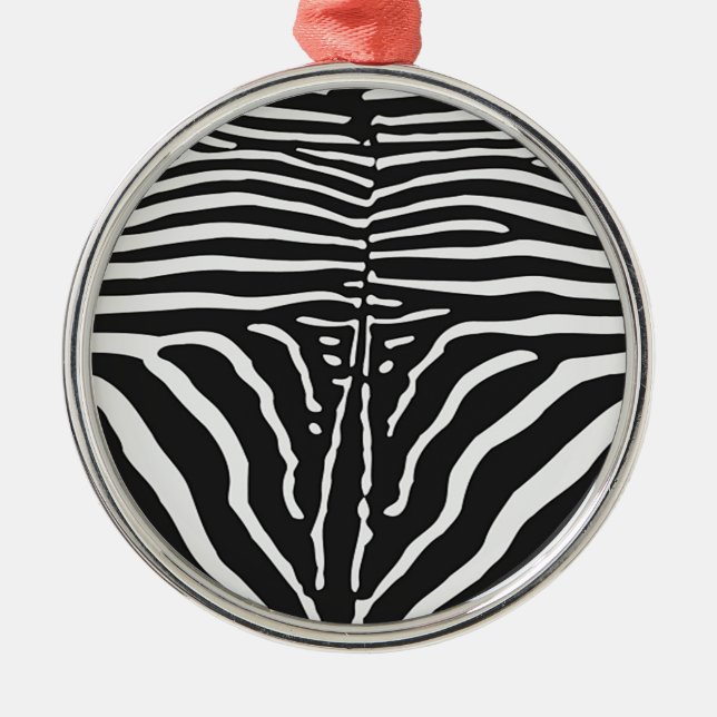 Ornement Métallique Authentic Zebra Skin Print - noir blanc strié (Devant)