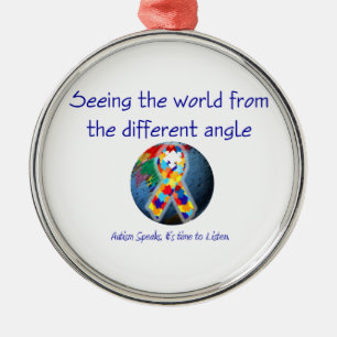 Ornement Métallique Autisme voyant le monde de l'angle différent