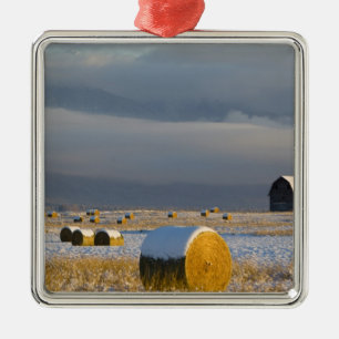 Ornement Métallique Balles rustiques de grange et de foin après une