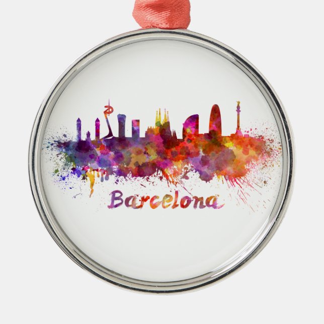 Ornement Métallique Barcelone skyline in watercolor (Devant)